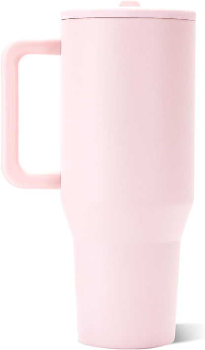 HydroJug Traveler 32oz, Insulated Tumbler with Handle & Straw, Pink Sand