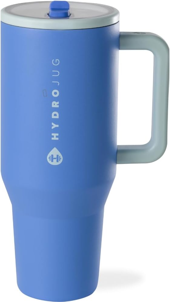 HydroJug Traveler 32oz, Insulated Tumbler with Handle & Straw, Pink Sand