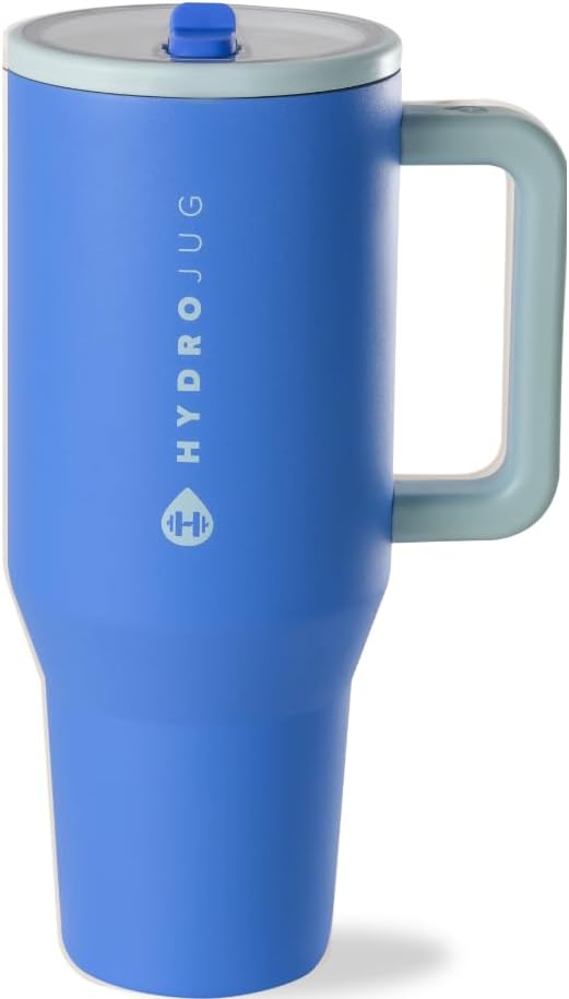 HydroJug Traveler 32oz, Insulated Tumbler with Handle & Straw, Pink Sand
