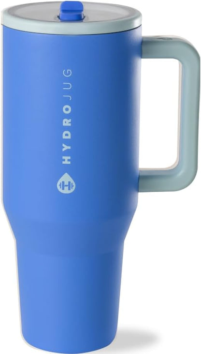 HydroJug Traveler 32oz, Insulated Tumbler with Handle & Straw, Pink Sand