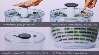 OXO Good Grips Salad Spinner | Lettuce Spinner | Fruit Washer | Fruit Washing Bowl with Strainer | Vegetable Cleaner | Salad Cleaner | Lettuce Washer | 6.22 Quart Capacity