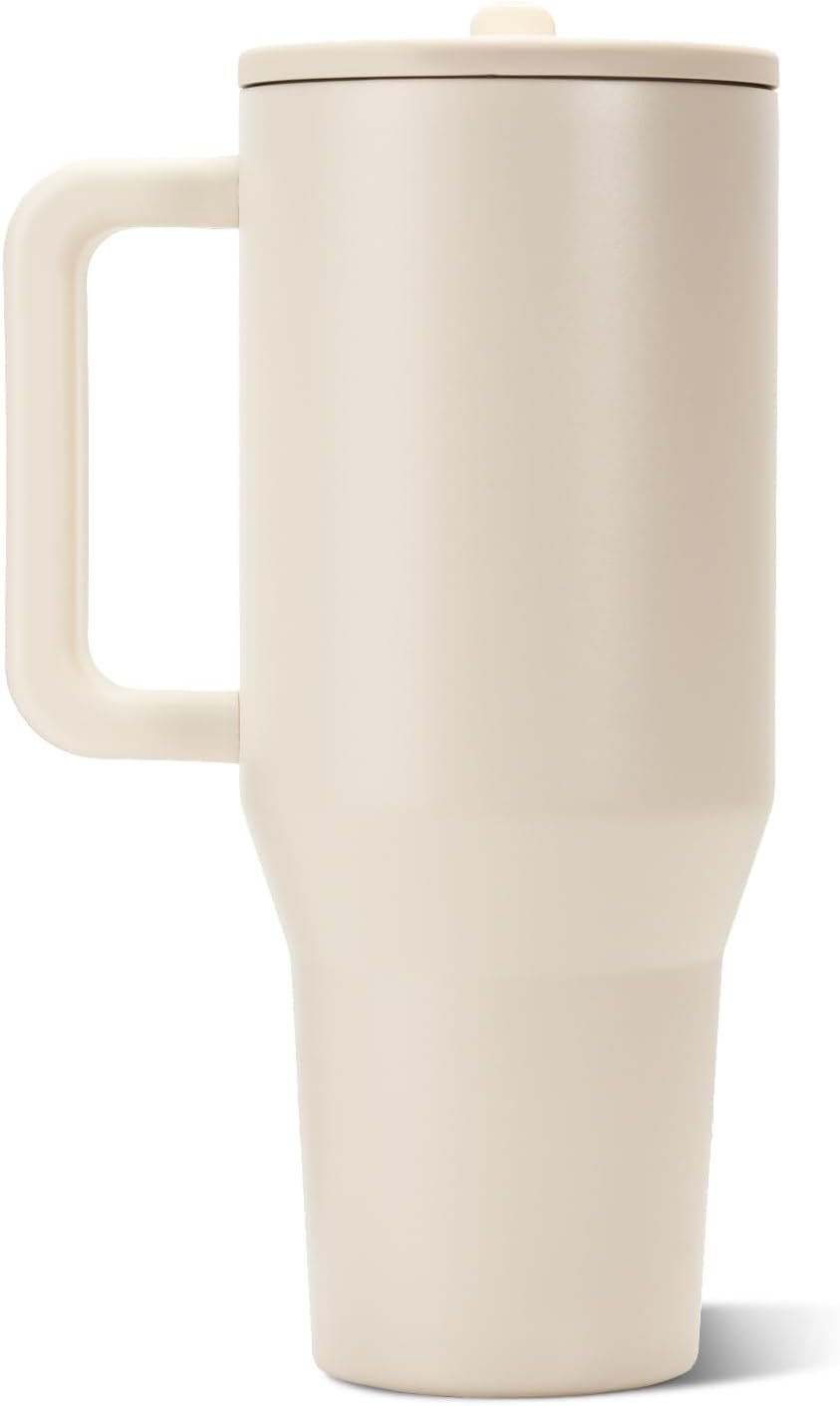 HydroJug Traveler 32oz, Insulated Tumbler with Handle & Straw, Pink Sand
