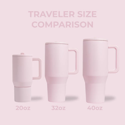 HydroJug Traveler 32oz, Insulated Tumbler with Handle & Straw, Pink Sand