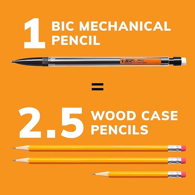 BIC Xtra Smooth Mechanical Pencil with 0.7 mm Medium Point ,Refillable and Retractable, School Supplies for Students and Teachers, 40-Count Pack