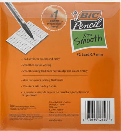 BIC Xtra Smooth Mechanical Pencil with 0.7 mm Medium Point ,Refillable and Retractable, School Supplies for Students and Teachers, 40-Count Pack