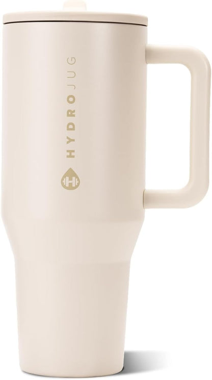 HydroJug Traveler 32oz, Insulated Tumbler with Handle & Straw, Pink Sand