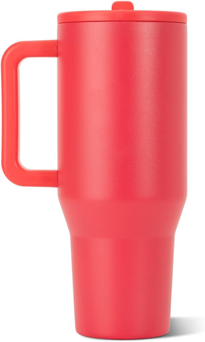 HydroJug Traveler 32oz, Insulated Tumbler with Handle & Straw, Pink Sand