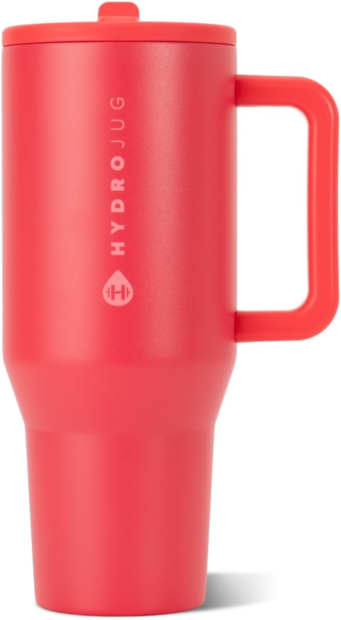 HydroJug Traveler 32oz, Insulated Tumbler with Handle & Straw, Pink Sand