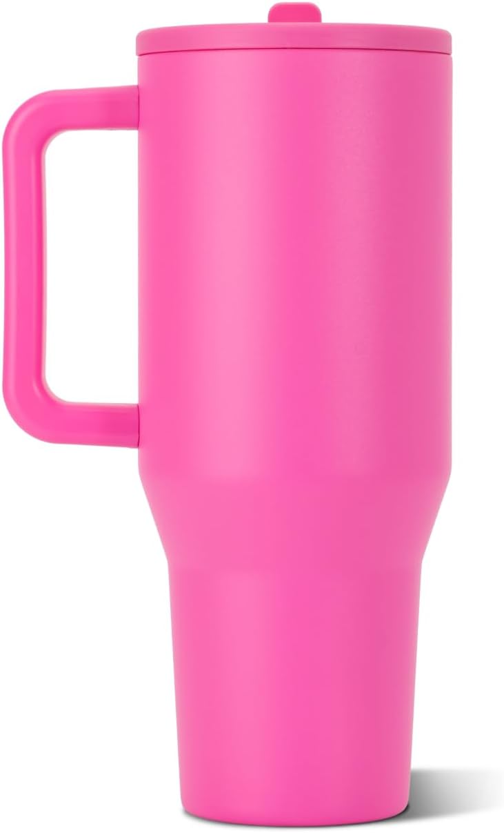 HydroJug Traveler 32oz, Insulated Tumbler with Handle & Straw, Pink Sand