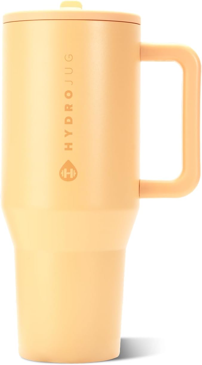 HydroJug Traveler 32oz, Insulated Tumbler with Handle & Straw, Pink Sand