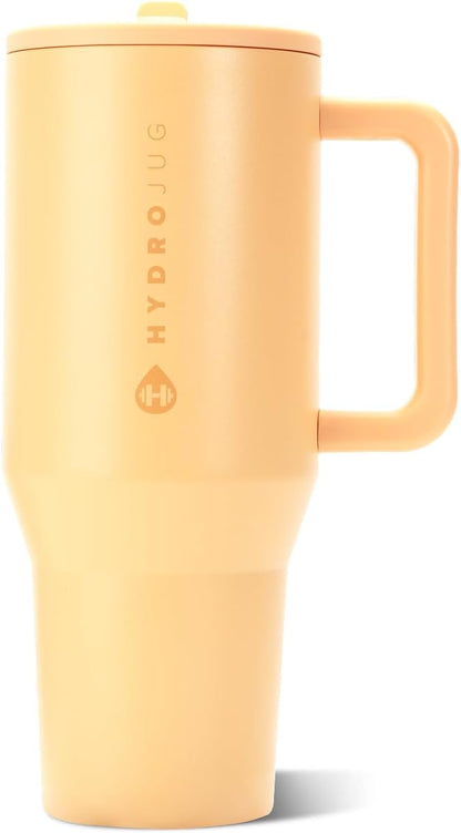 HydroJug Traveler 32oz, Insulated Tumbler with Handle & Straw, Pink Sand