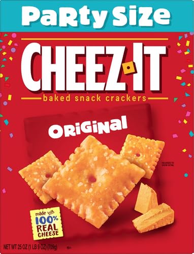 Cheez-It Cheese Crackers, Baked Snack Crackers, Lunch Snacks, Party Size, Original, 25oz Box (1 Box)