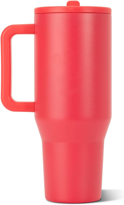 HydroJug Traveler 32oz, Insulated Tumbler with Handle & Straw, Pink Sand