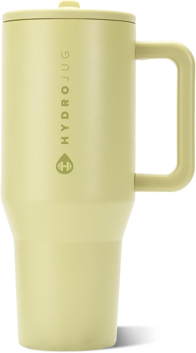 HydroJug Traveler 32oz, Insulated Tumbler with Handle & Straw, Pink Sand