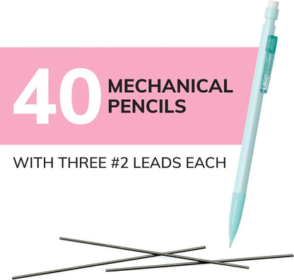 BIC Xtra Smooth Mechanical Pencil with 0.7 mm Medium Point ,Refillable and Retractable, School Supplies for Students and Teachers, 40-Count Pack