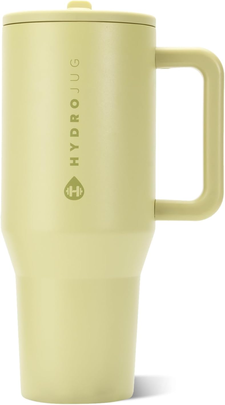 HydroJug Traveler 32oz, Insulated Tumbler with Handle & Straw, Pink Sand