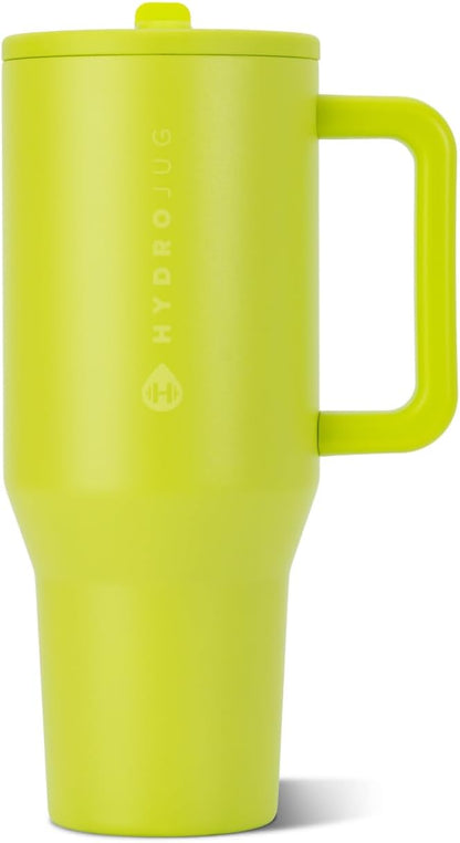 HydroJug Traveler 32oz, Insulated Tumbler with Handle & Straw, Pink Sand