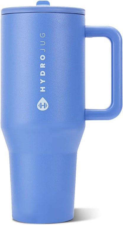 HydroJug Traveler 32oz, Insulated Tumbler with Handle & Straw, Pink Sand