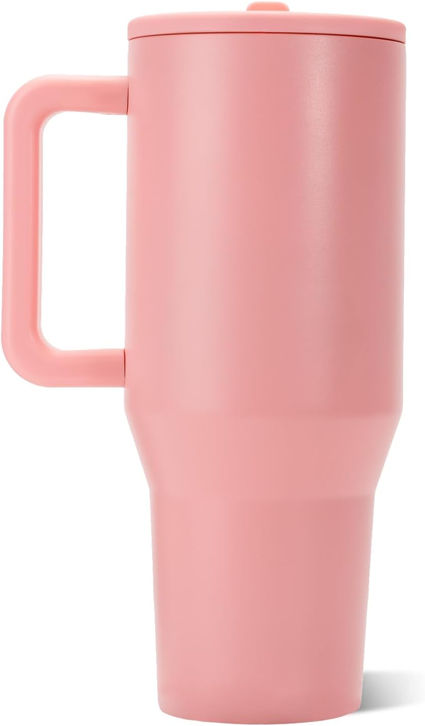 HydroJug Traveler 32oz, Insulated Tumbler with Handle & Straw, Pink Sand