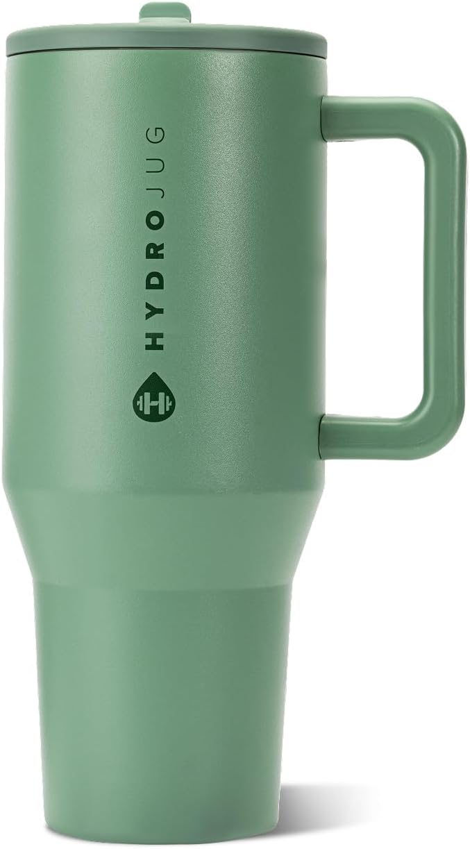 HydroJug Traveler 32oz, Insulated Tumbler with Handle & Straw, Pink Sand