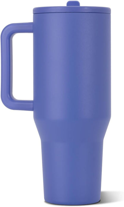 HydroJug Traveler 32oz, Insulated Tumbler with Handle & Straw, Pink Sand