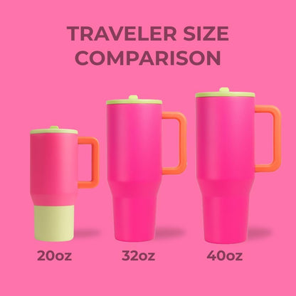 HydroJug Traveler 32oz, Insulated Tumbler with Handle & Straw, Pink Sand