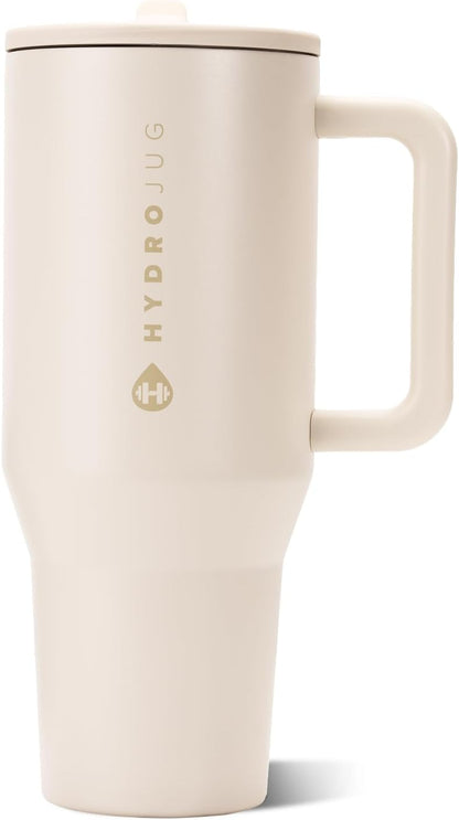 HydroJug Traveler 32oz, Insulated Tumbler with Handle & Straw, Pink Sand