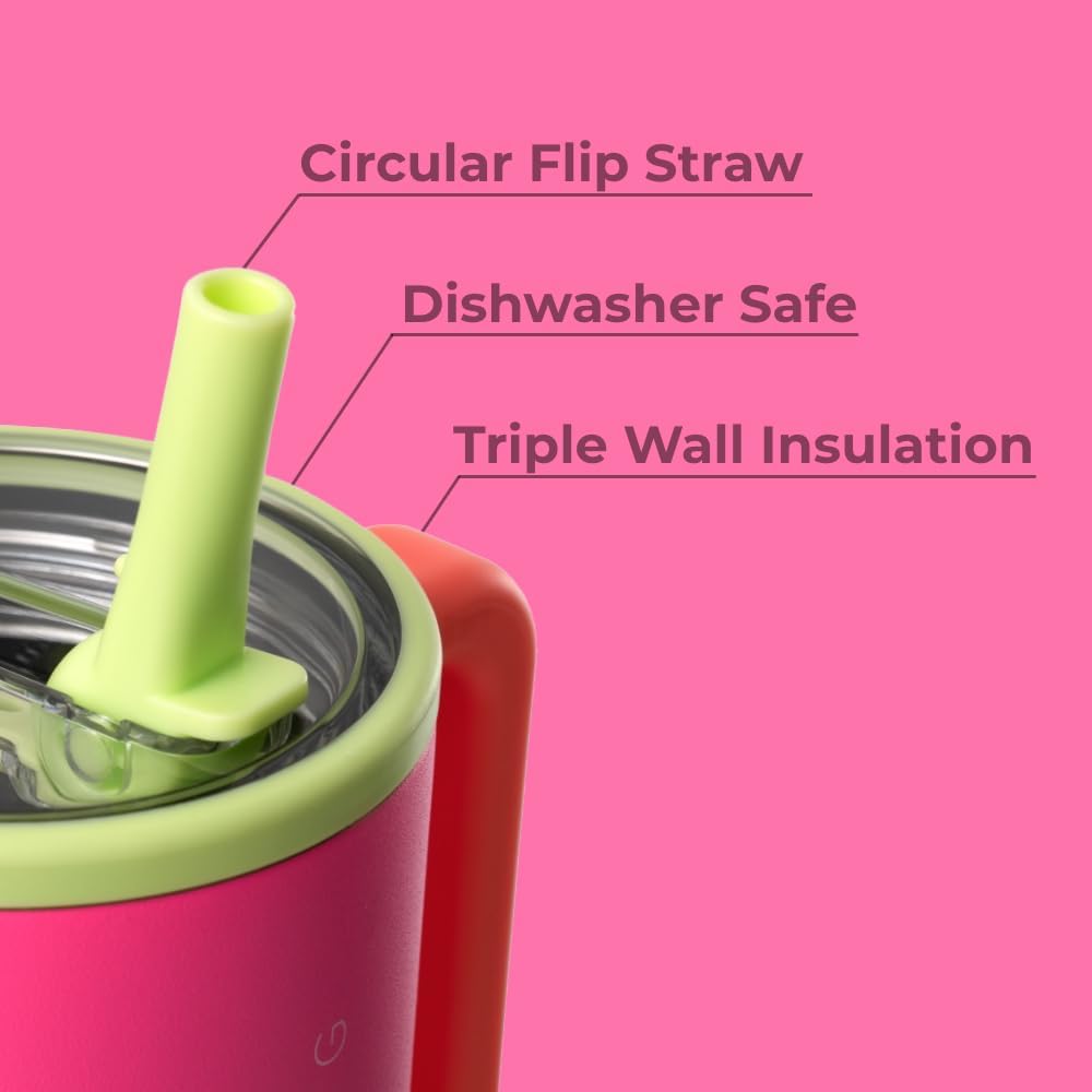 HydroJug Traveler 32oz, Insulated Tumbler with Handle & Straw, Pink Sand