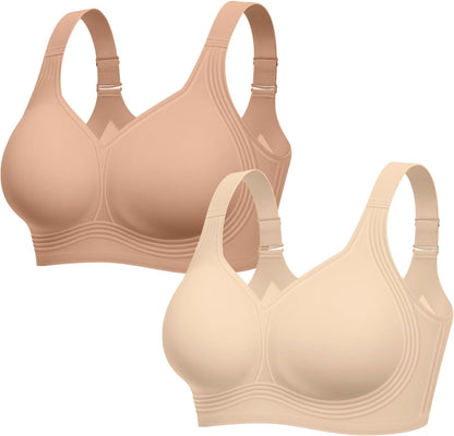 LetsJoli Bras for Women Supportive Wireless Push Up Bra Full Coverage No Underwire Seamless Plus Size for Older Women