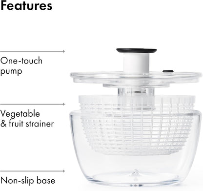 OXO Good Grips Salad Spinner | Lettuce Spinner | Fruit Washer | Fruit Washing Bowl with Strainer | Vegetable Cleaner | Salad Cleaner | Lettuce Washer | 6.22 Quart Capacity