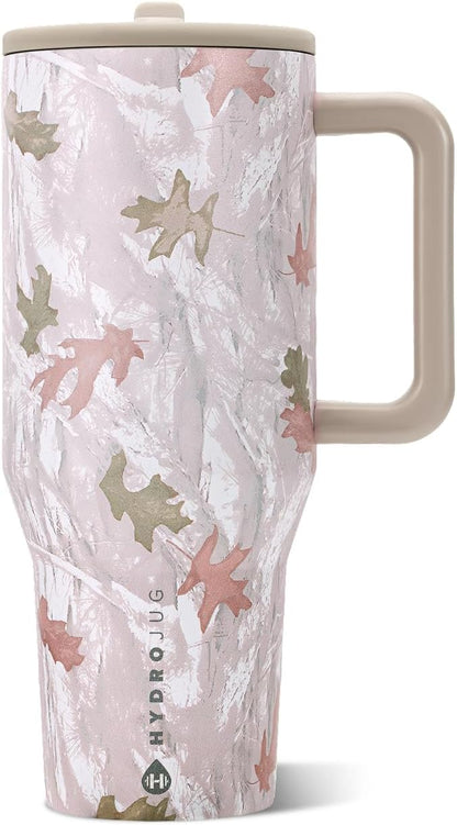HydroJug Traveler 32oz, Insulated Tumbler with Handle & Straw, Pink Sand