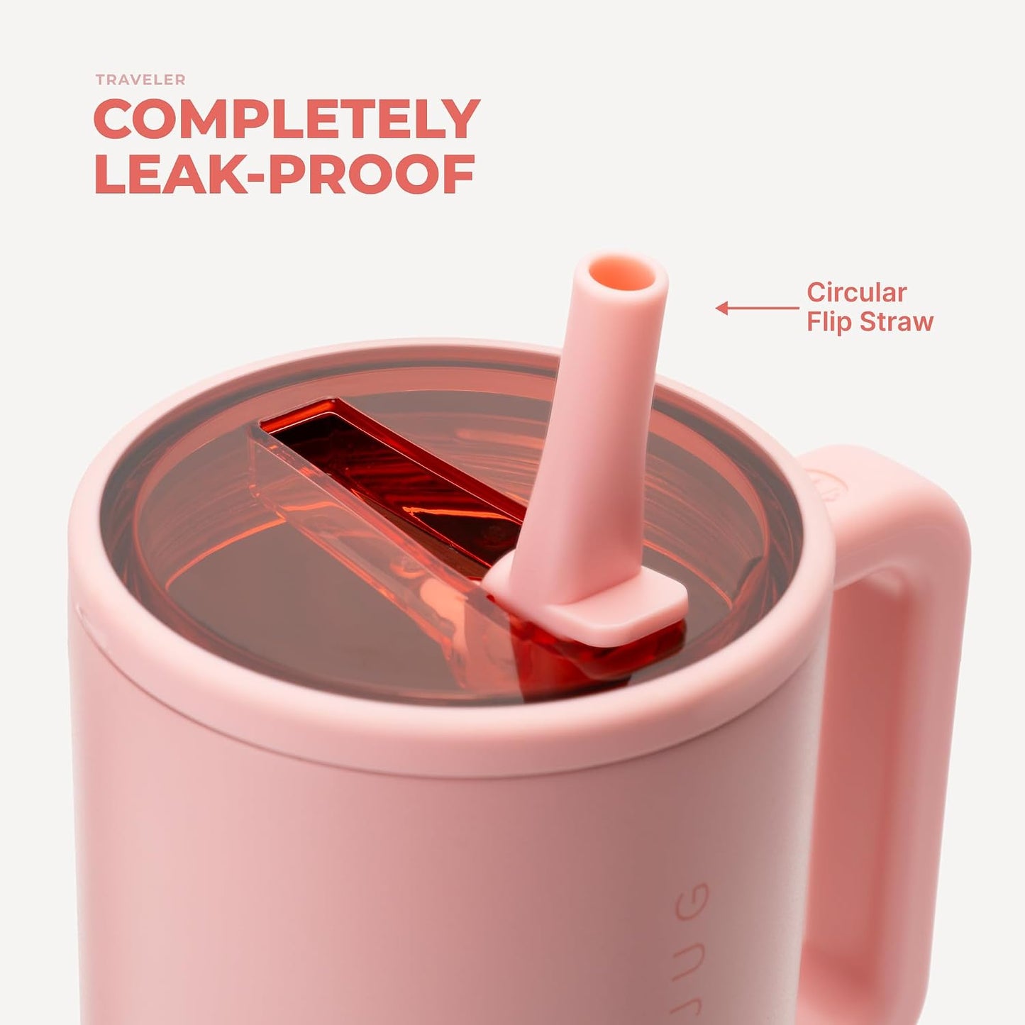 HydroJug Traveler 32oz, Insulated Tumbler with Handle & Straw, Pink Sand