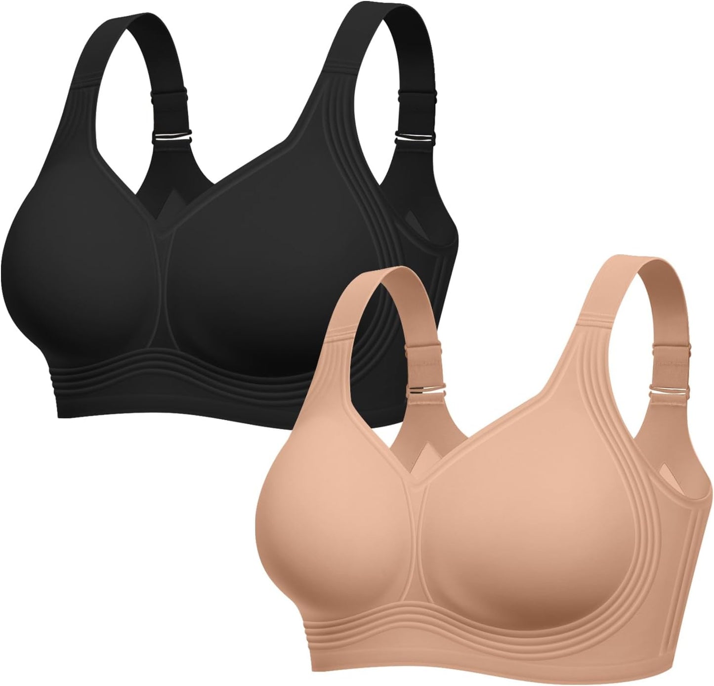 LetsJoli Bras for Women Supportive Wireless Push Up Bra Full Coverage No Underwire Seamless Plus Size for Older Women