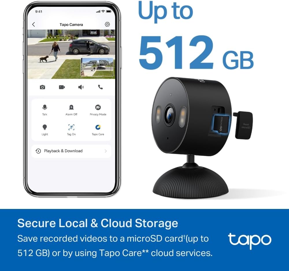 TP-Link Tapo 1080P Indoor Security Camera for Baby Monitor, Dog Camera w/Motion Detection, 2-Way Audio Siren, Night Vision, Cloud & SD Card Storage, Works w/Alexa & Google Home (Tapo C100)