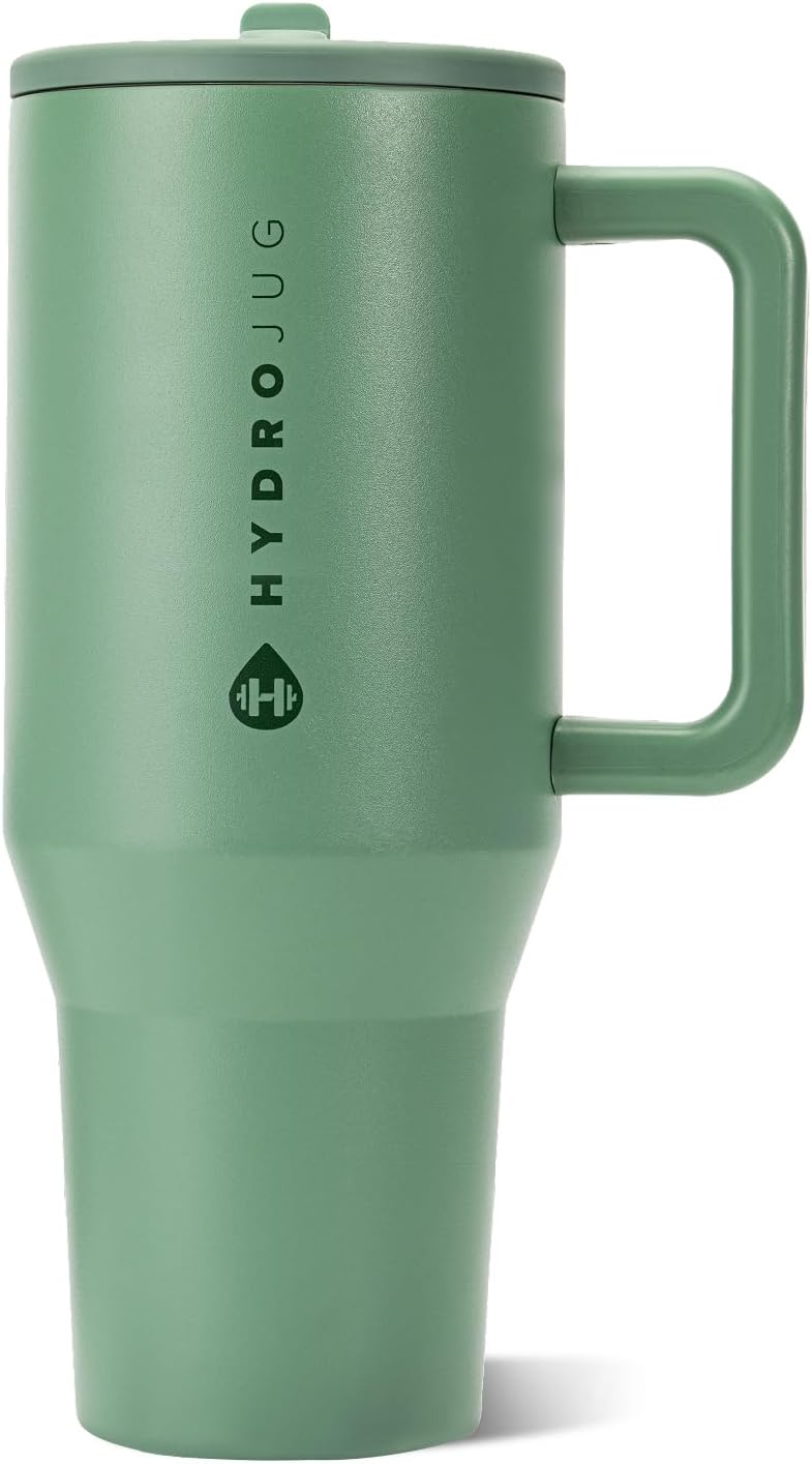 HydroJug Traveler 32oz, Insulated Tumbler with Handle & Straw, Pink Sand