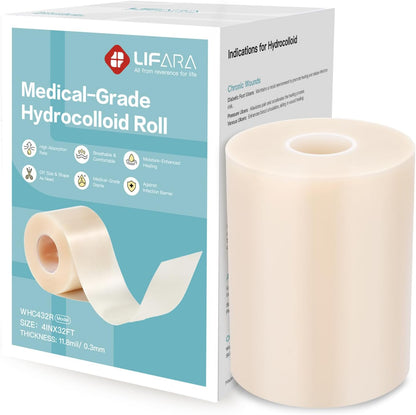 LIFARA Hydrocolloid Roll for Wound Care - Cut-to-Size, Hydrocolloid Patch Bandages with Self-Adhesive, Ultra Absorbent & Waterproof, First Aid Kit Essential (11.8mil/ 0.3mm Thickness, 2in*8ft)