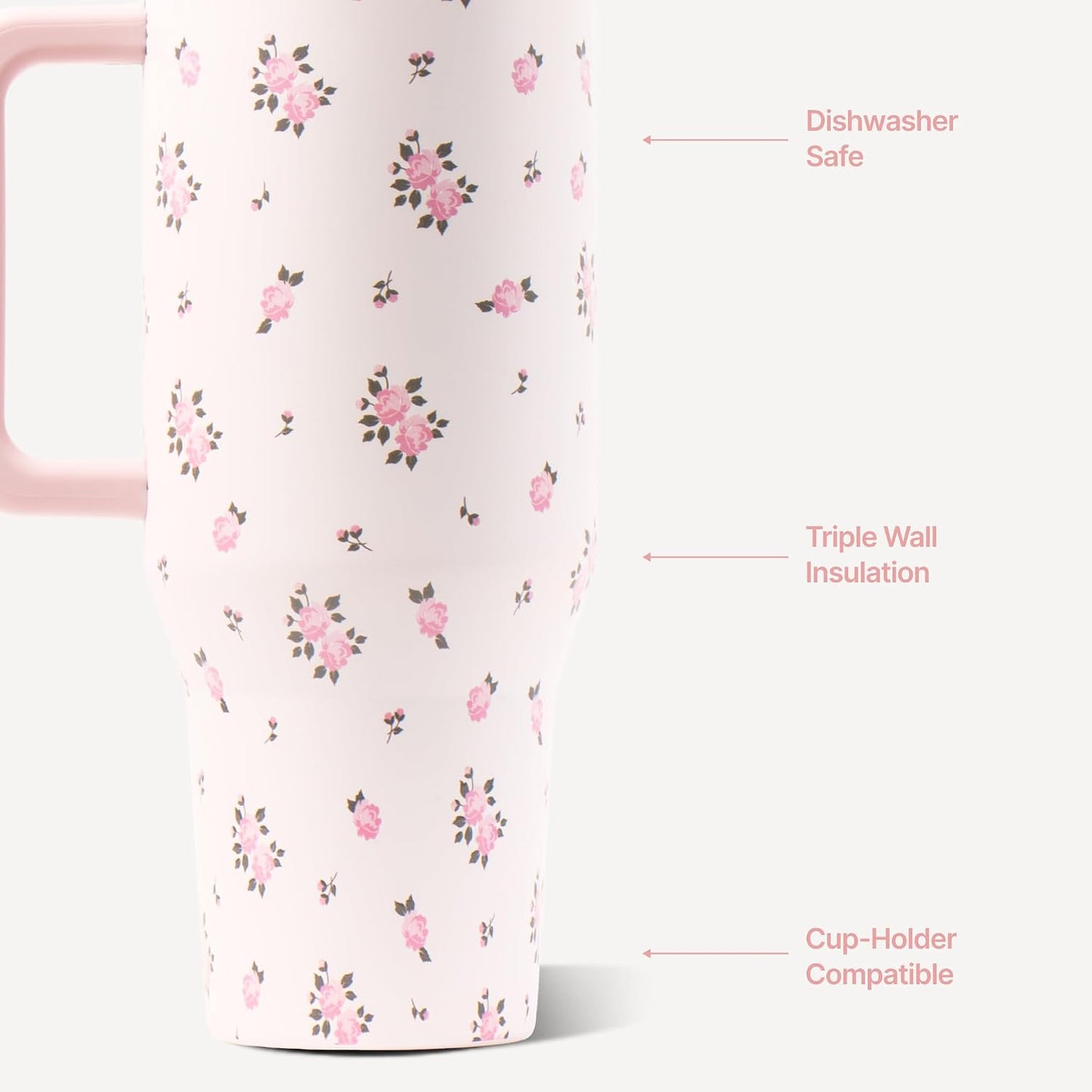 HydroJug Traveler 32oz, Insulated Tumbler with Handle & Straw, Pink Sand