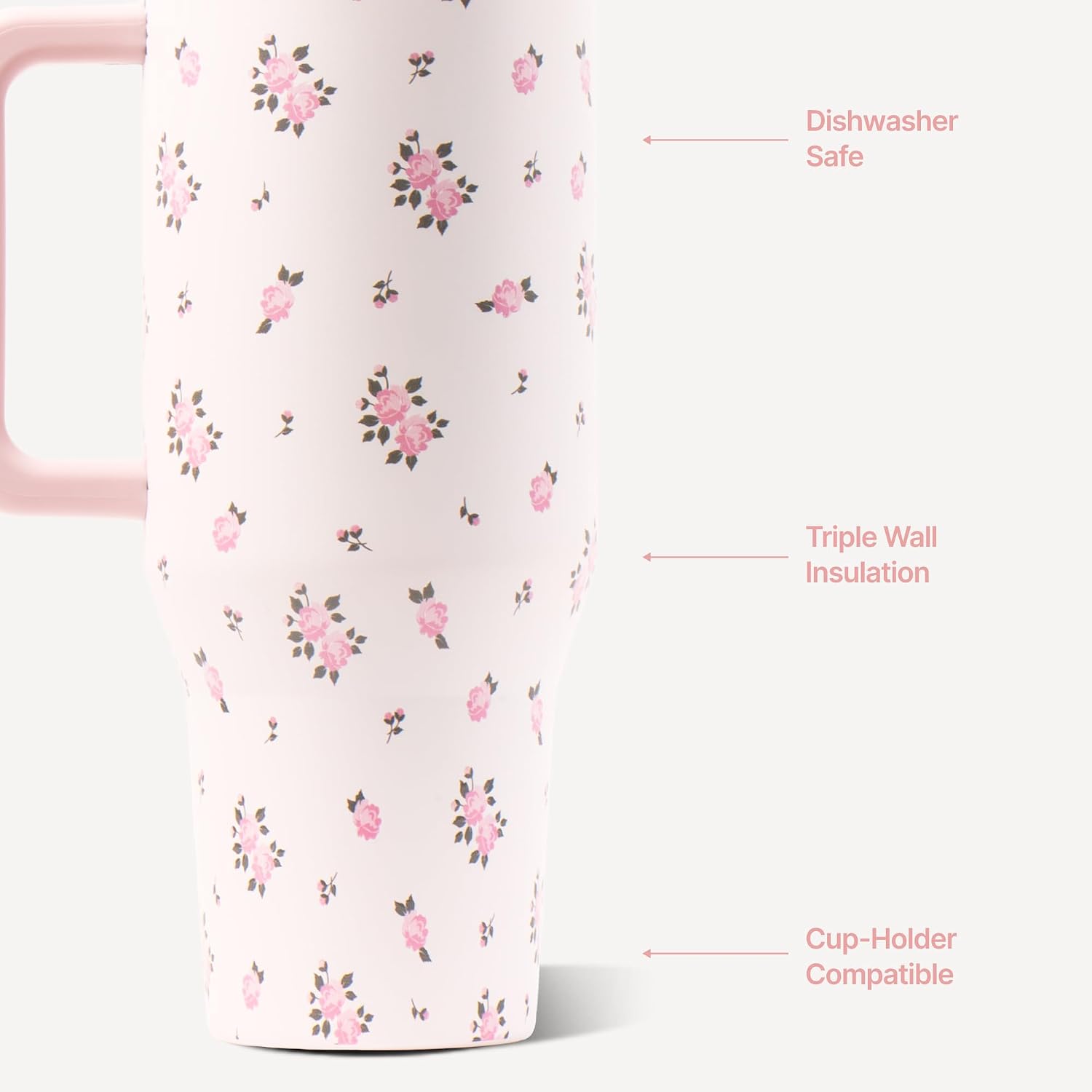 HydroJug Traveler 32oz, Insulated Tumbler with Handle & Straw, Pink Sand