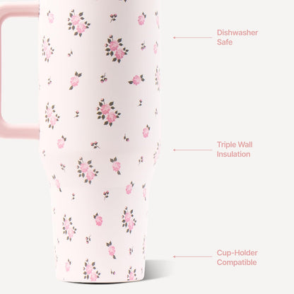 HydroJug Traveler 32oz, Insulated Tumbler with Handle & Straw, Pink Sand