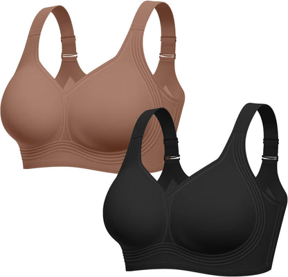 LetsJoli Bras for Women Supportive Wireless Push Up Bra Full Coverage No Underwire Seamless Plus Size for Older Women