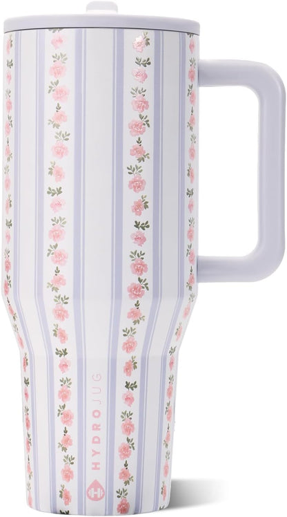 HydroJug Traveler 32oz, Insulated Tumbler with Handle & Straw, Pink Sand