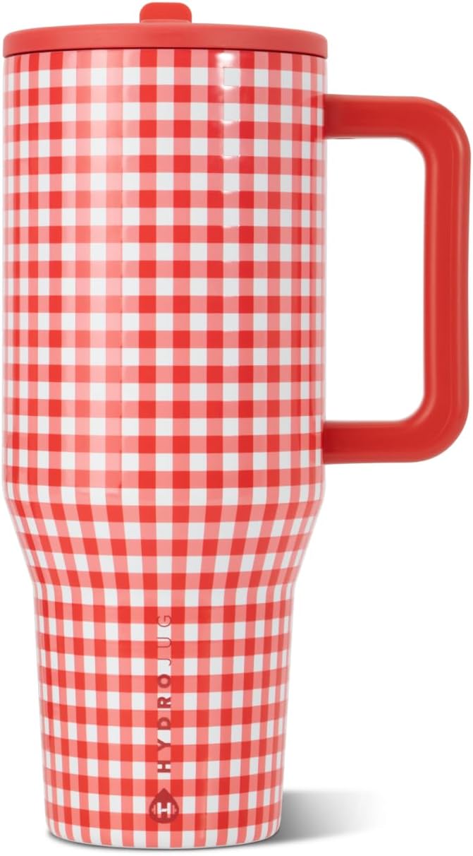 HydroJug Traveler 32oz, Insulated Tumbler with Handle & Straw, Pink Sand