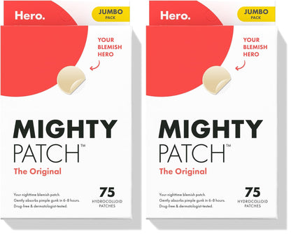 Mighty Patch Hero Cosmetics Original Nighttime Acne Pimple Patches, 36 Ct | #1 Hydrocolloid Acne Patches, Shrinking Zits & Whiteheads in 1 Use, Spot Treatment, Pimple Stickers for Face
