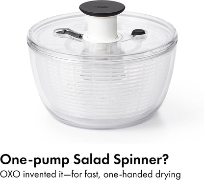 OXO Good Grips Salad Spinner | Lettuce Spinner | Fruit Washer | Fruit Washing Bowl with Strainer | Vegetable Cleaner | Salad Cleaner | Lettuce Washer | 6.22 Quart Capacity