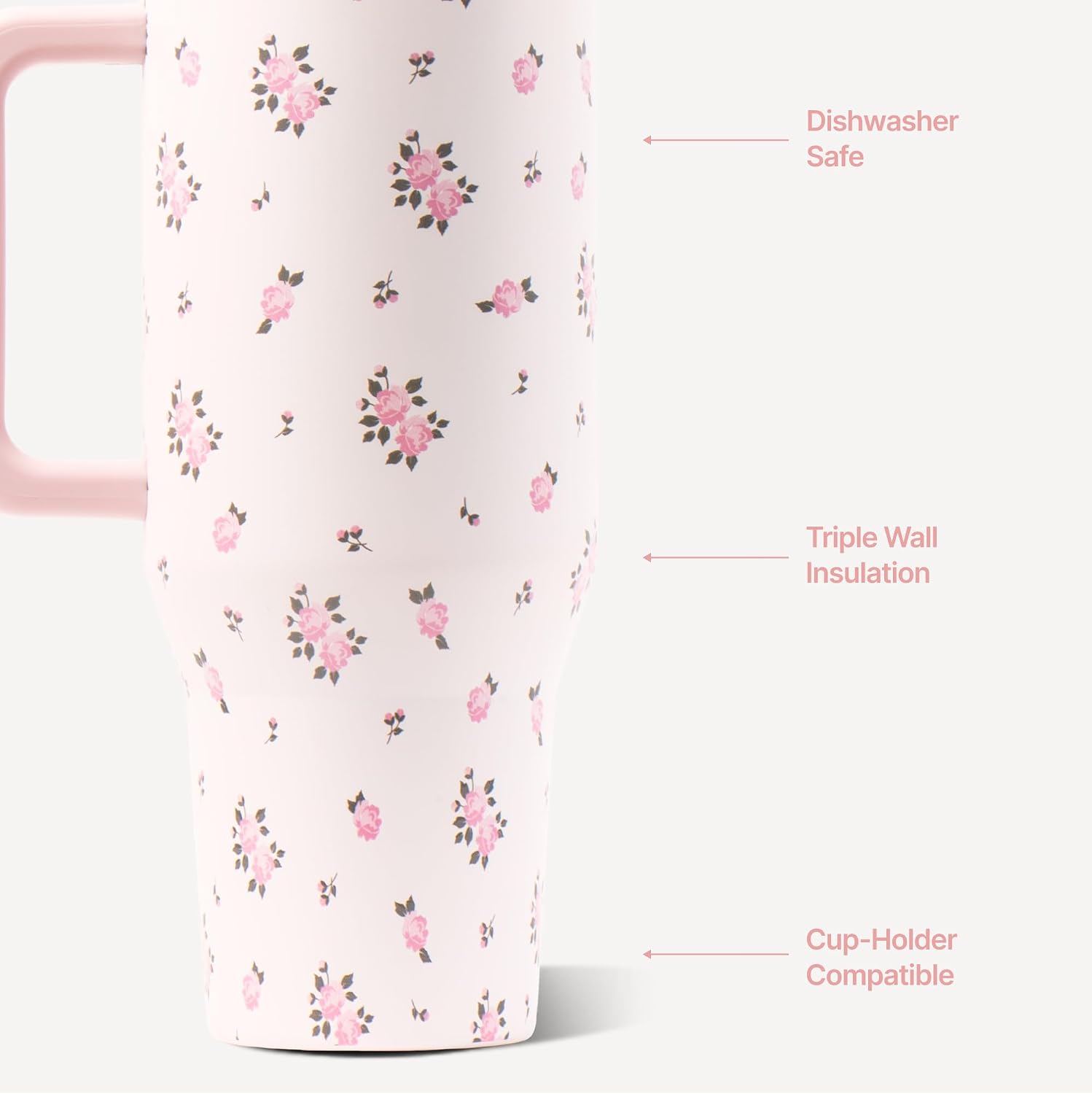 HydroJug Traveler 32oz, Insulated Tumbler with Handle & Straw, Pink Sand