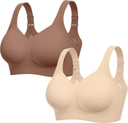 LetsJoli Bras for Women Supportive Wireless Push Up Bra Full Coverage No Underwire Seamless Plus Size for Older Women