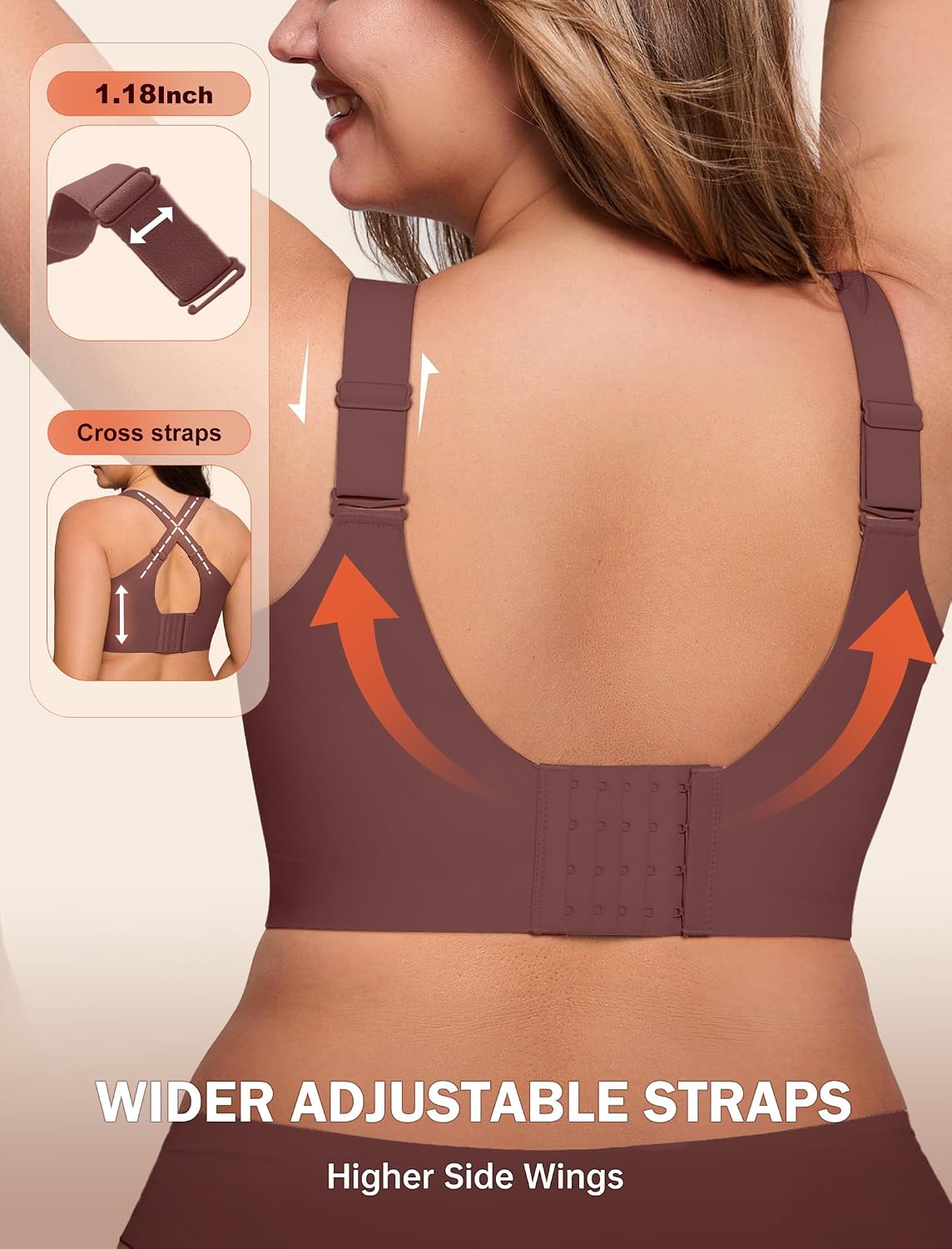 LetsJoli Bras for Women Supportive Wireless Push Up Bra Full Coverage No Underwire Seamless Plus Size for Older Women