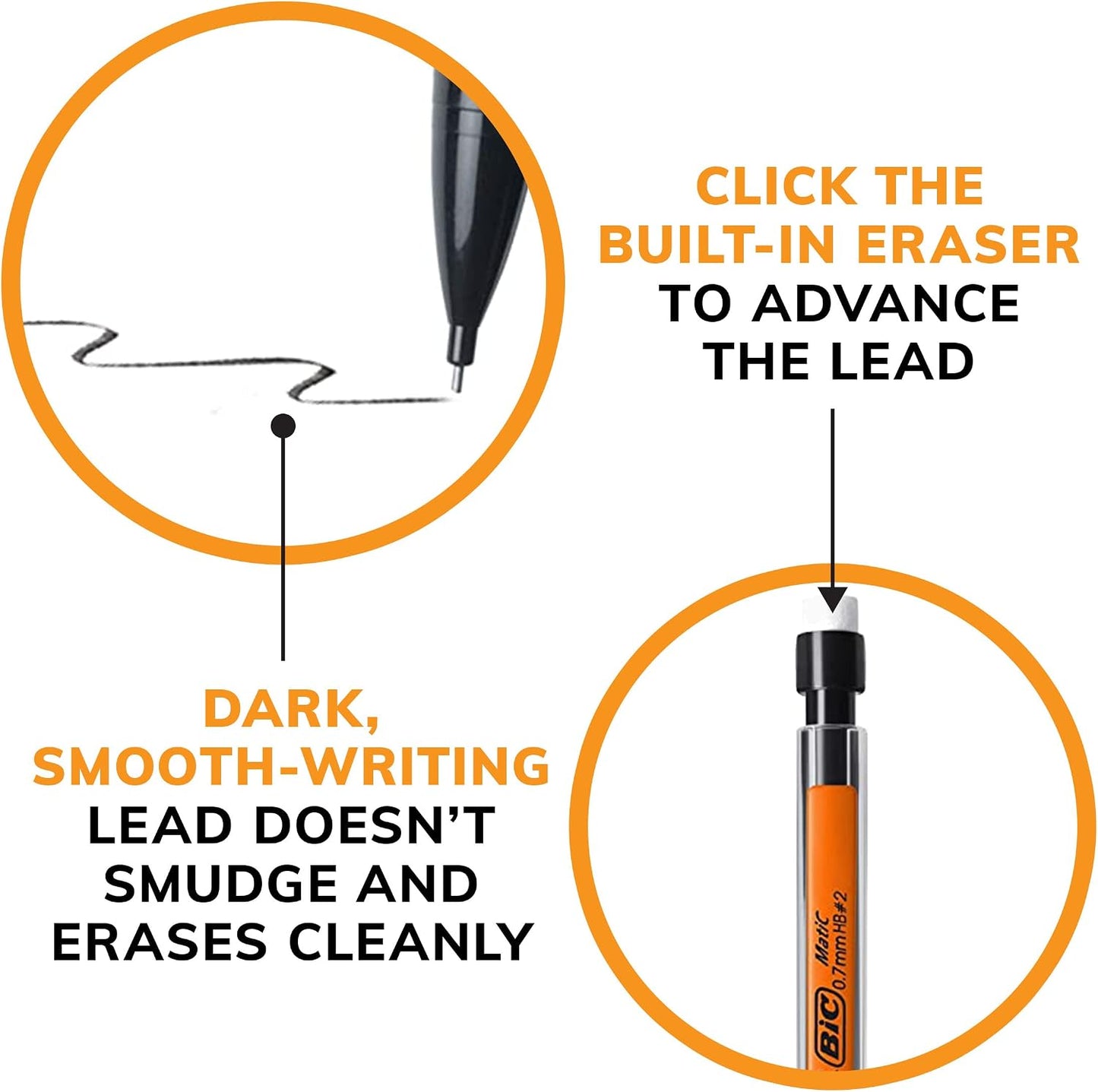 BIC Xtra Smooth Mechanical Pencil with 0.7 mm Medium Point ,Refillable and Retractable, School Supplies for Students and Teachers, 40-Count Pack