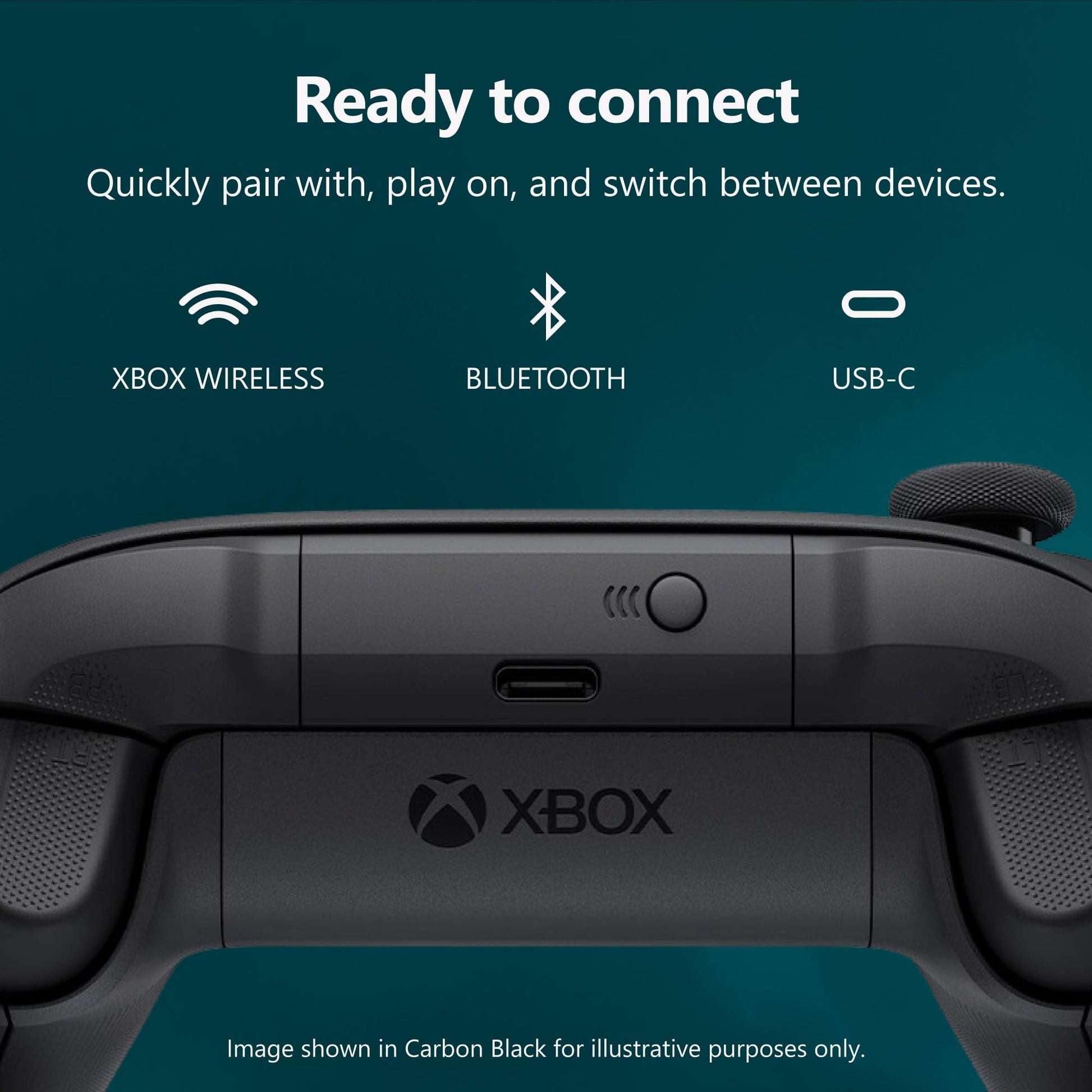 XBOX Wireless Gaming Controller | Carbon Black | Console, PC, & Cloud Devices | Textured Grip | Wireless, Bluetooth, USB-C Connectivity