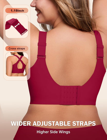 LetsJoli Bras for Women Supportive Wireless Push Up Bra Full Coverage No Underwire Seamless Plus Size for Older Women